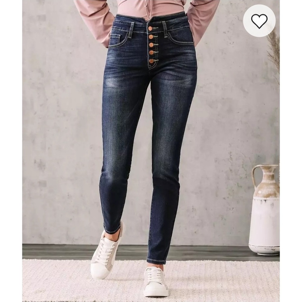 KanCan High Rise Sculpting Jeans Button Fly Dark Wash Stretch Womens 27 VBK1767S - Picture 3 of 15